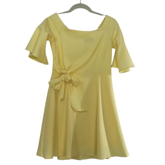 This Girl Fit and Flare dress Butter Yellow Tie Waist Size S Above knee Cocktail - Picture 14 of 14